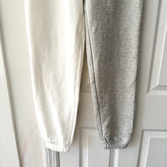Garage NWT Light Grey White Colorblock French Terry Boyfriend Jogger Sweatpants - Picture 8 of 9